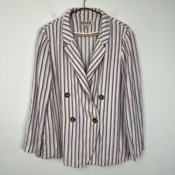 Anthropologie Dolan Women’s Size Medium Double Breast Anna Blazer Linen Striped - Picture 1 of 10
